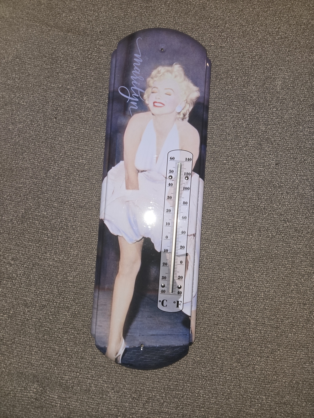 Marilyn Monroe Vintage Style Thermometer Plaque - White Dress